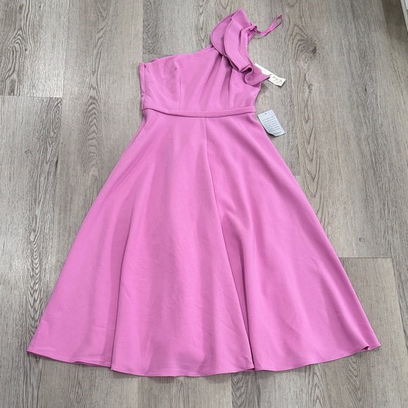 Eliza J Dresses & Skirts - Eliza J One-Shoulder Ruffle Dress in Bright Pink